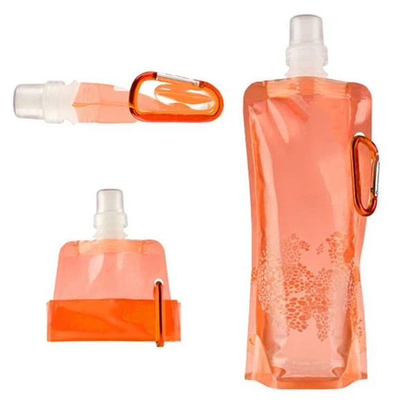 0.5L Pembe Katlanabilir Silikon Su Çantası Hafif Su Geçirmez Spor ve Kamp Matara - 2