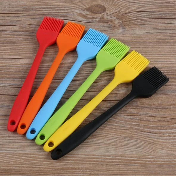 Kırmızı Silikon Fırça Mutfak Barbekü Yağlama Fırçası 21cm - 2