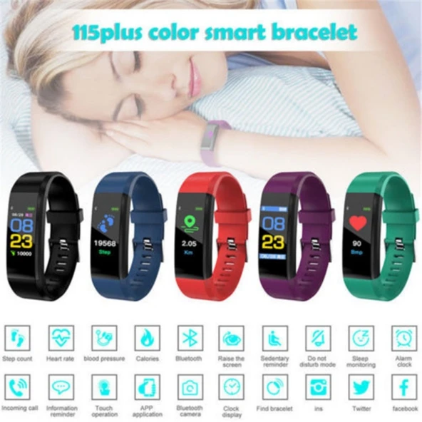 ID115 0 96 inç OLED Ekranlı Akıllı Saat Spor Bileklik Adım Sayar Mavi - 4