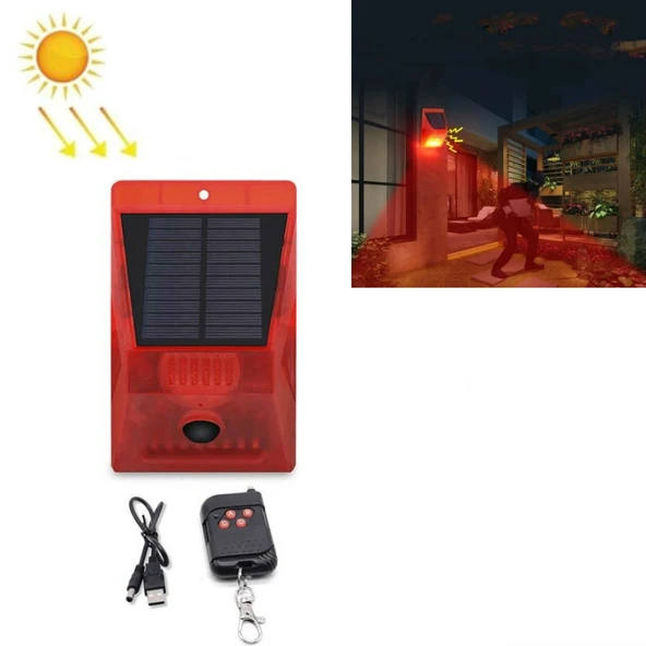 129dB Güneş Enerjili Alarm Lambası İnsan Vücut Algılamalı Uzaktan Kumandalı Çift N911C Model