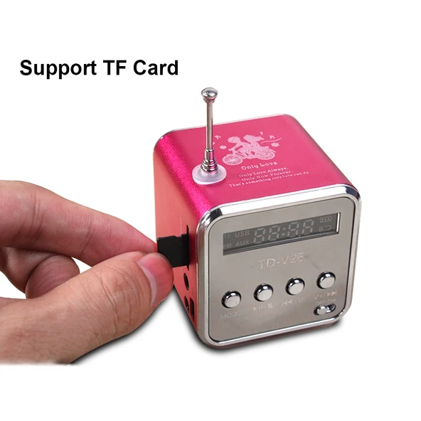 Taşınabilir Mini FM Radyo USB Hoparlör Gümüş Renk SD TF Kart Destekli - 4