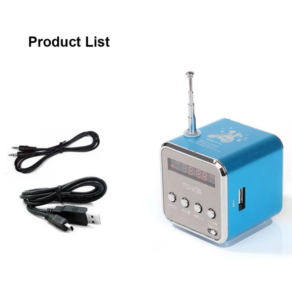 Taşınabilir Mini FM Radyo USB Hoparlör Gümüş Renk SD TF Kart Destekli - 5