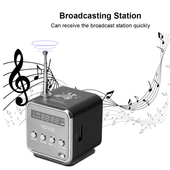 Taşınabilir Mini FM Radyo USB Hoparlör Mavi - 2