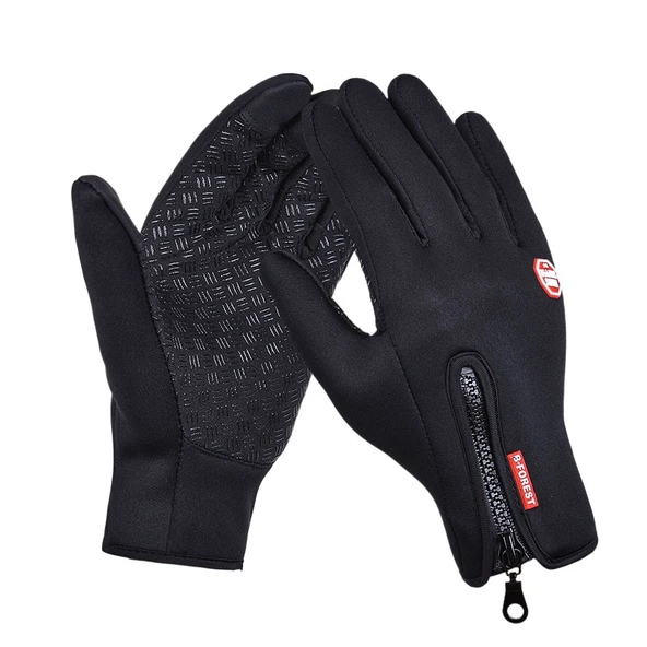 Outdoor Spor Kışlık Deri Yumuşak Sıcak Bisiklet Eldiveni Erkek Kadın Mavi M Beden - 2