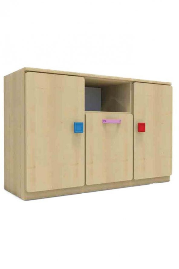 1 Çekmeceli 2 Kapaklı Çocuk odası Anaokulu Kreş Dolap Akçaağaç - 2