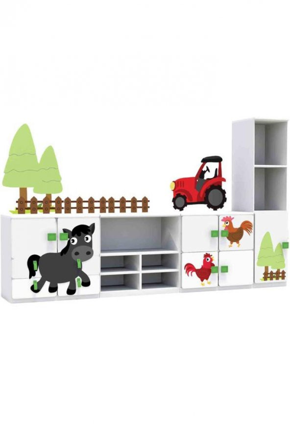 Çiftlik Temalı Çocuk odası Anaokulu Kreş Dolap Seti - 2