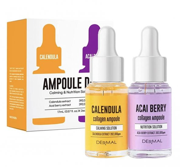 DERMAL 2li Kırışıklık Bakım Serum Set Yatıştırıcı, Pürüzsüzleştirici,İnce Çizgi, Ton Eşitsizliği ve  Nemlendirici Aynı Sefa & Acai Çileği 17ml*2