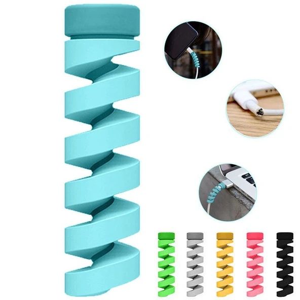 4lü Gri Spiral Silikon Veri Kablosu Koruyucu Kılıf - 7