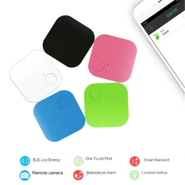 Taşınabilir Mini Kare Bluetooth Akıllı Kayıp Önleyici Anahtarlık Alarm Mavi - 4