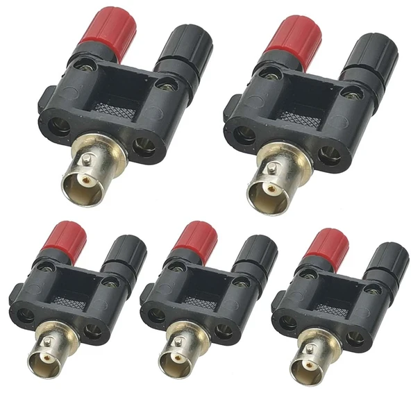 5li BNC Dişi Jakdan Çift Muz Dişi Jak RF Adaptör Koaksiyel Konnektör Siyah