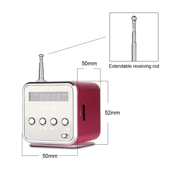 Taşınabilir Mini FM Radyo USB Hoparlör Mavi - 3