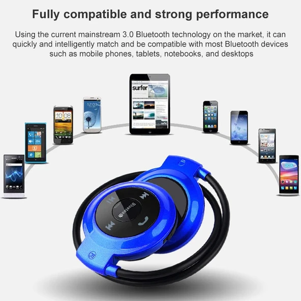 Mini 503 MP3 Çalar Bluetooth Kulaklık Kırmızı FM Radyo Destekli 32GB TF Kart - 11