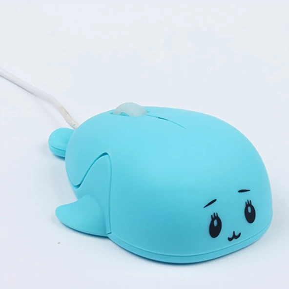 Sevimli Çizgi Film Kablolu Mavi Kız Ofis Ev Dizüstü Mouse