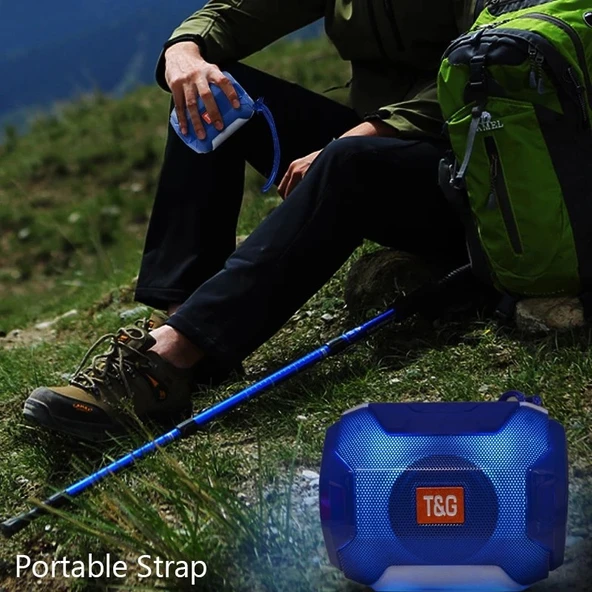 T G TG162 LED Stereo Taşınabilir Bluetooth Hoparlör Mini Kablosuz Subwoofer Yeşil - 7