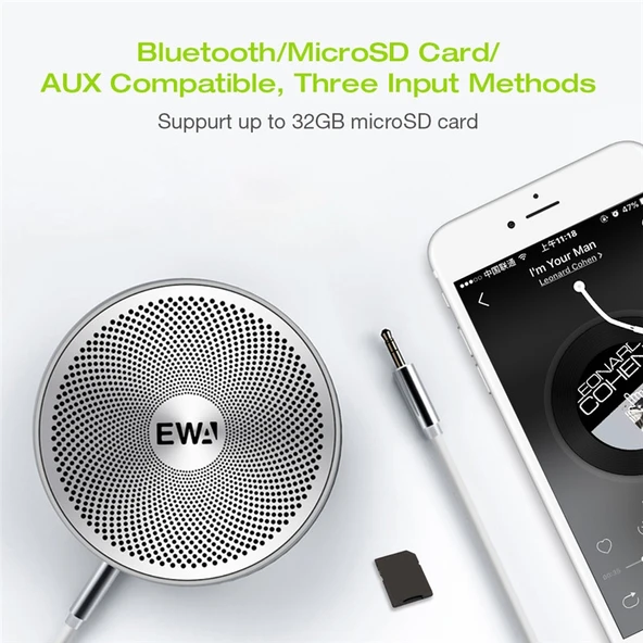 EWA A3 Mini Bluetooth Hoparlör 8W 3D Stereo Altın Renk - 4