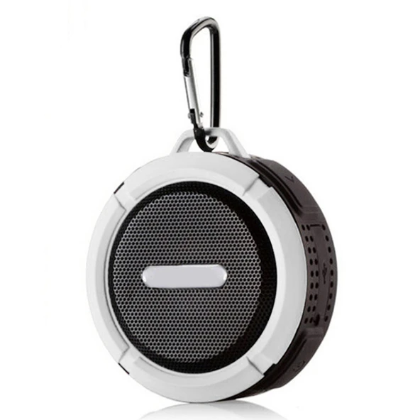 C6a Beyaz Outdoor Bluetooth Kablosuz Araç Hoparlörü Vakumlu TF Kart Destekli