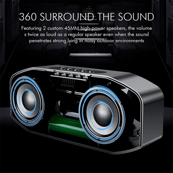 M5 Baykuş Tasarımlı Bluetooth Hoparlör Siyah LED Işıklı Kablosuz FM Radyo TF Kart Destekli - 7
