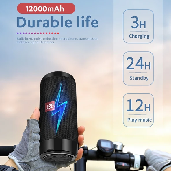 T G TG113C Kırmızı Bluetooth Mini Taşınabilir Hoparlör FM Radyo Su Geçirmez Subwoofer Telefon Tutucu Kablosuz - 4