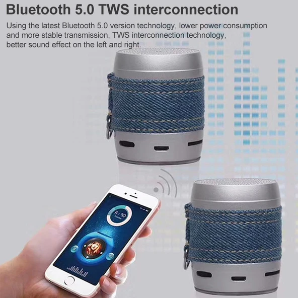 EWA A113 Taşınabilir Mini Bluetooth Hoparlör Mavi Suya Dayanıklı Kablosuz Bas Subwoofer - 5