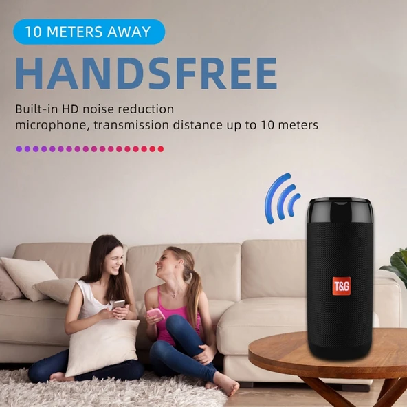 T G TG113C Kırmızı Bluetooth Mini Taşınabilir Hoparlör FM Radyo Su Geçirmez Subwoofer Telefon Tutucu Kablosuz - 5