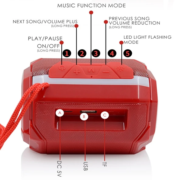 T G TG162 LED Stereo Taşınabilir Bluetooth Hoparlör Mini Kablosuz Subwoofer Yeşil - 2
