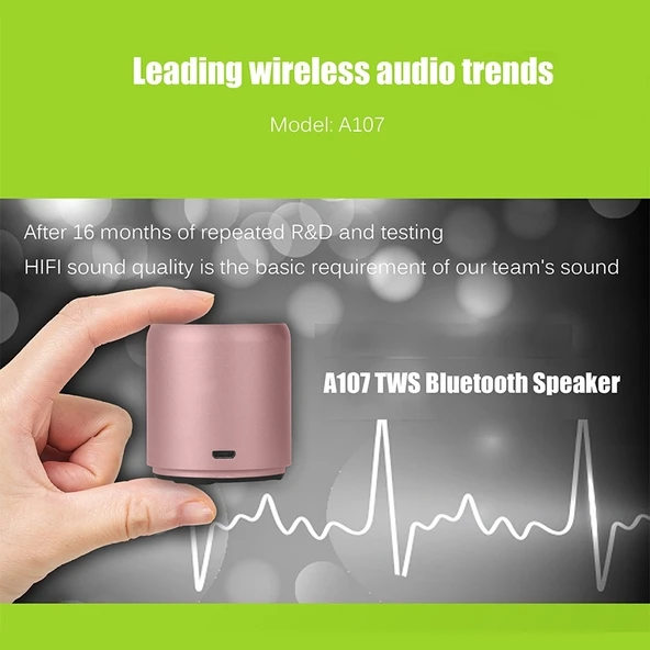 EWA A107 Taşınabilir Mini Su Geçirmez Bluetooth Hoparlör Siyah - 6