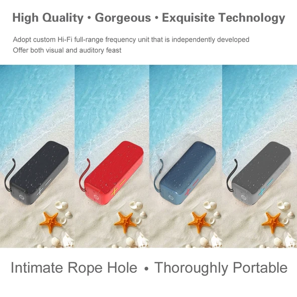 P15 10W Taşınabilir Bluetooth Hoparlör Kırmızı Outdoor Stereo Ses Sistemi TF ve FM Destekli - 7