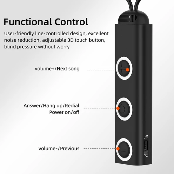 BT313 Manyetik Spor Kablosuz Kulaklık Siyah Mikrofonlu Bluetooth HD Stereo Bas - 4