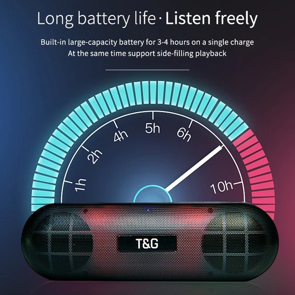 T G TG148 Taşınabilir Stereo Bluetooth Hoparlör Kırmızı LED Fener Süper Bas - 3
