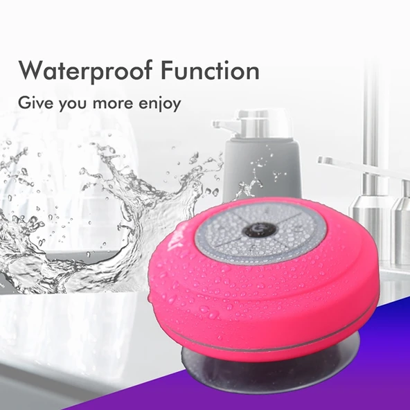 BTS 09 Kablosuz Bluetooth Hoparlör Pembe Su Geçirmez Led FM Radyo Subwoofer Mini Duş Hoparlörü - 11