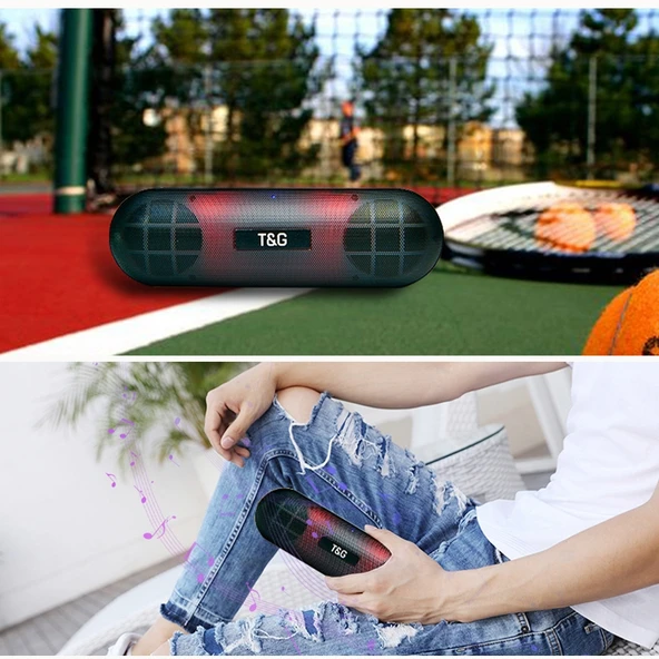 T G TG148 Taşınabilir Stereo Bluetooth Hoparlör Kırmızı LED Fener Süper Bas - 7