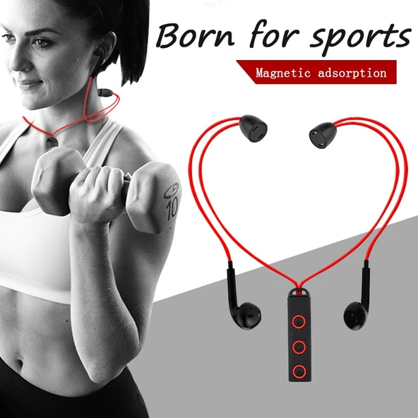 BT313 Manyetik Spor Kablosuz Kulaklık Siyah Mikrofonlu Bluetooth HD Stereo Bas - 8