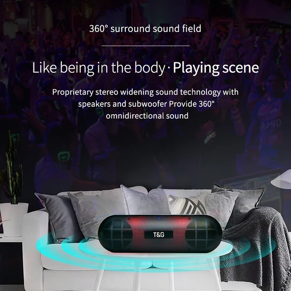 T G TG148 Taşınabilir Stereo Bluetooth Hoparlör Kırmızı LED Fener Süper Bas - 4