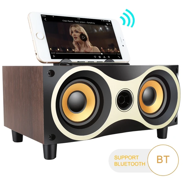 X6 Taşınabilir Ahşap Kablosuz Bluetooth Hoparlör Siyah - 4