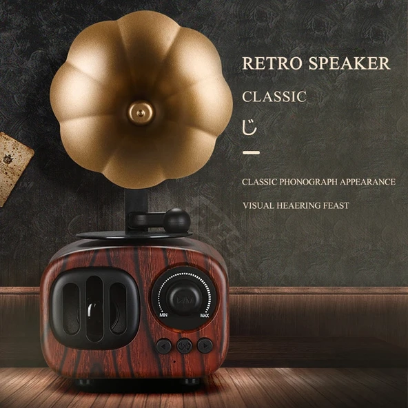 Retro Ahşap Taşınabilir Mini Bluetooth Kablosuz Hoparlör Kahverengi - 6