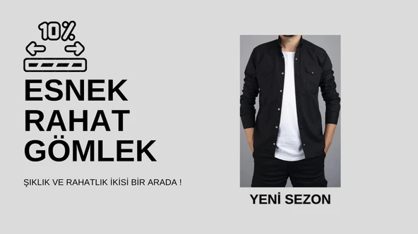Tomiross Kıvanç Bej Erkek Rahat Esnek Slim Fit Kalıp Pamuklu Kot Gömlek KIVANC-1927 - 5