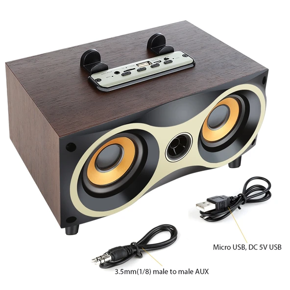 X6 Taşınabilir Ahşap Kablosuz Bluetooth Hoparlör Siyah - 8