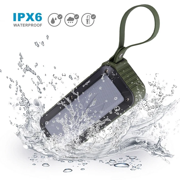 W KING S20 Suya Dayanıklı Bluetooth Hoparlör Yeşil IPX6 NFC FM Radyo - 6