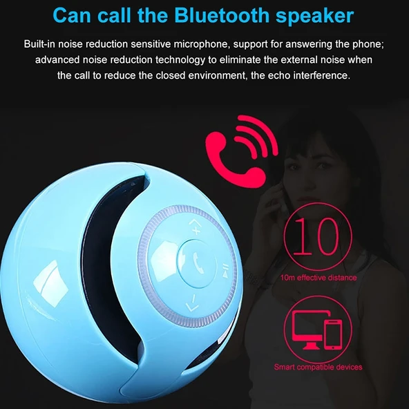 A18 Top Bluetooth Hoparlör LED Işıklı Taşınabilir Kablosuz Mini Hoparlör Siyah - 7