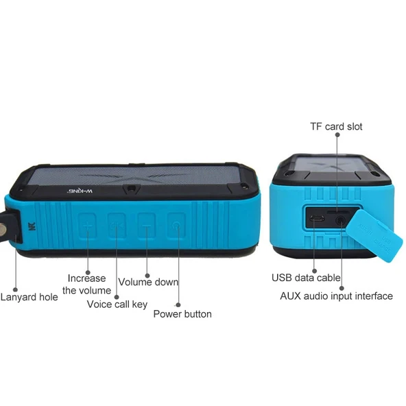 W KING S20 Suya Dayanıklı Bluetooth Hoparlör Yeşil IPX6 NFC FM Radyo - 4