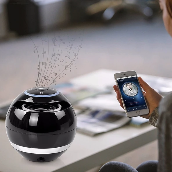 A18 Top Bluetooth Hoparlör LED Işıklı Taşınabilir Kablosuz Mini Hoparlör Siyah - 8