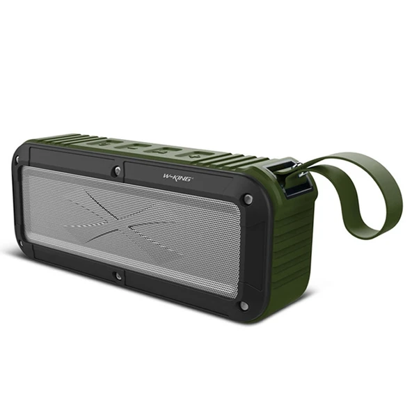 W KING S20 Suya Dayanıklı Bluetooth Hoparlör Yeşil IPX6 NFC FM Radyo
