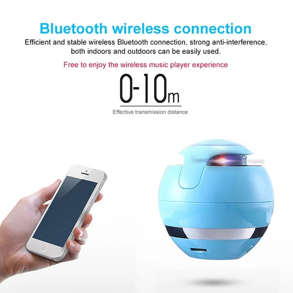 A18 Top Bluetooth Hoparlör LED Işıklı Taşınabilir Kablosuz Mini Hoparlör Siyah - 4