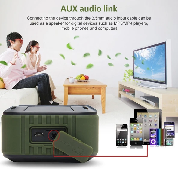 W KING S7 Mini Kablosuz Suya Dayanıklı Bluetooth Hoparlör Siyah - 4
