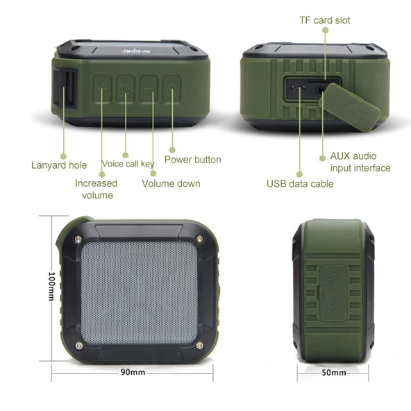 W KING S7 Mini Kablosuz Suya Dayanıklı Bluetooth Hoparlör Siyah - 2