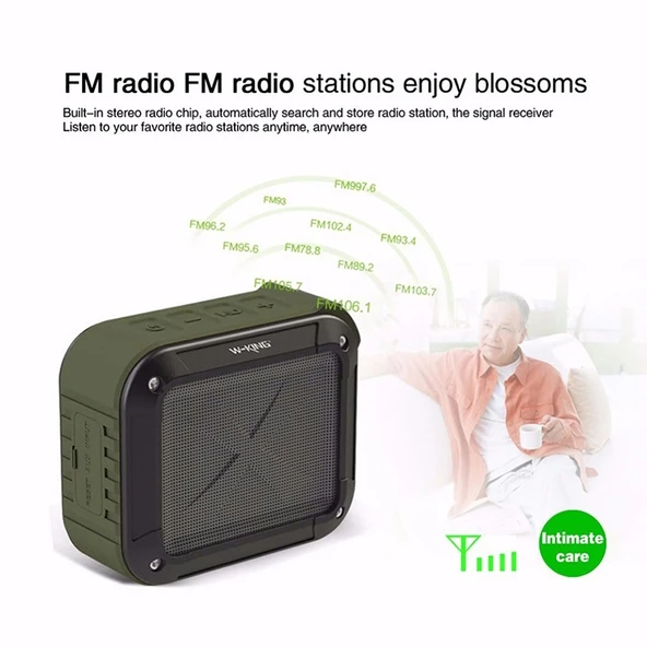 W KING S7 Mini Kablosuz Suya Dayanıklı Bluetooth Hoparlör Siyah - 3