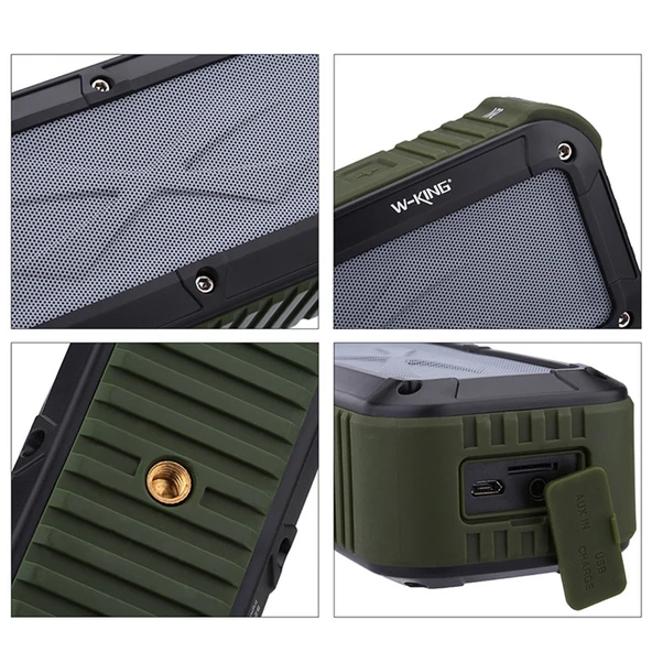 W KING S20 Suya Dayanıklı Bluetooth Hoparlör Yeşil IPX6 NFC FM Radyo - 5