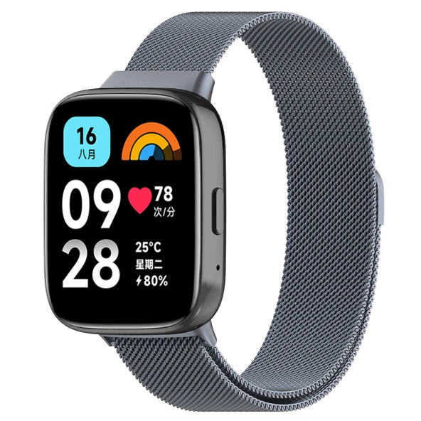 Xiaomi Redmi Watch 3 Active Manyetik Çelik Örgü Saat Kordonu Gri