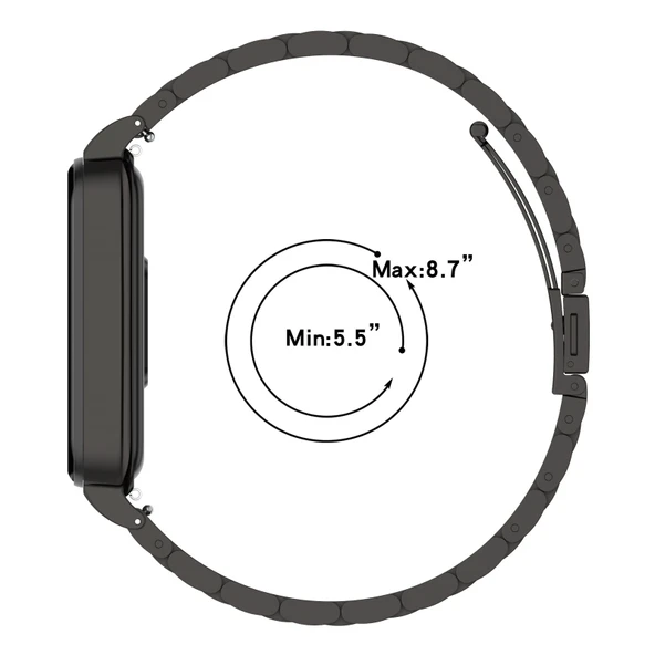 Xiaomi Smart Band 8 Active Paslanmaz Çelik Gümüş Saat Kordonu ve Metal Çerçeve - 7