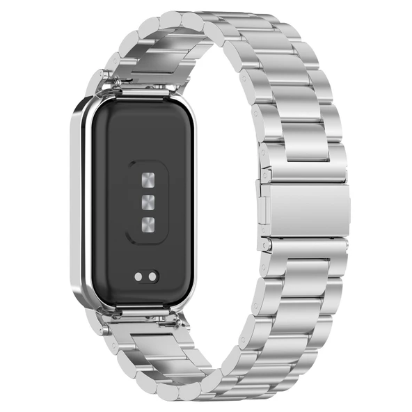 Xiaomi Smart Band 8 Active Paslanmaz Çelik Gümüş Saat Kordonu ve Metal Çerçeve - 2